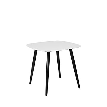 Aspen Square Dining Table, White Painted Top With Black Tapered Legs