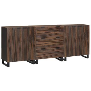 Vidaxl Bathroom Furniture Set With Drawer With Shelf With Storage With Door 3 Pcs Brown Large