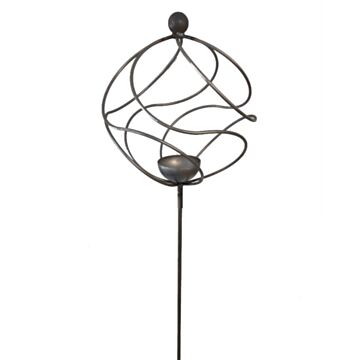 Tangle Ball On 4ft Stem With Bird Feeder Bare Metal/ready To Rust