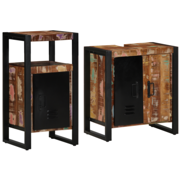 Vidaxl Bathroom Furniture Set 2 Pcs Brown Solid Reclaimed Wood