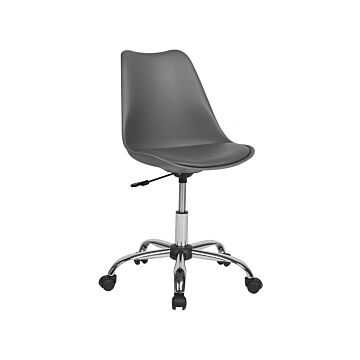 Desk Chair Grey Faux Leather Height Adjustable Computer Office Beliani