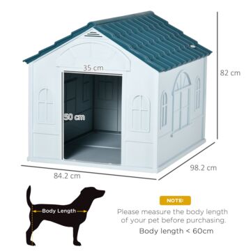 Pawhut Plastic Weatherproof Dog House, Blue