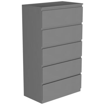 Vida Designs Denver 5 Drawer Chest, Grey