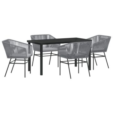 Vidaxl 5 Piece Garden Dining Set With Cushions Grey Poly Rattan