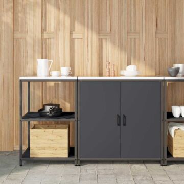 Vidaxl With Shelf With Storage With Door Adjustable 2 Pcs Anthracite Cold-rolled Steel