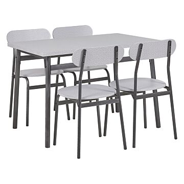 Dining Set Grey Top Black Steel Legs Rectangular Table 110 X 70 Cm 4 Chairs Modern Beliani