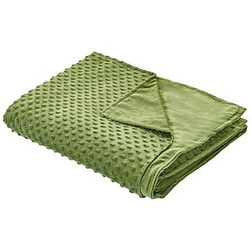 Weighted Blanket Cover Green Polyester Fabric 135 X 200 Cm Dotted Pattern Modern Design Bedroom Textile Beliani