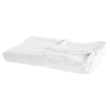 Blanket White Polyester Fabric 150 X 200 Cm Living Room Throw Fluffy Decoration Modern Design Beliani