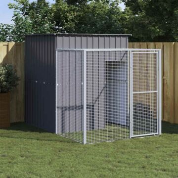 Vidaxl Chicken Cage With Run Anthracite 165x251x181 Cm Galvanised Steel