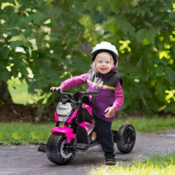 Aiyaplay Motorcycle Design 3 In 1 Toddler Trike, Sliding Car, Balance Bike With Headlight, Music, Horn, Pink