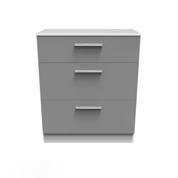 Contrast 3 Drawer Deep Chest In Dusk Grey & White