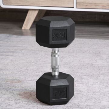 Homcom 2x17.5kg Rubber Hex Dumbbell Portable Hand Weights Dumbbell Home Gym Workout Fitness Hand Dumbbell