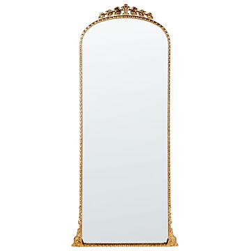 Wall Mirror Gold Metal 51 X 114 Cm Wall Mounted Decorative Mirror Glamour Style Hanging Decor Beliani