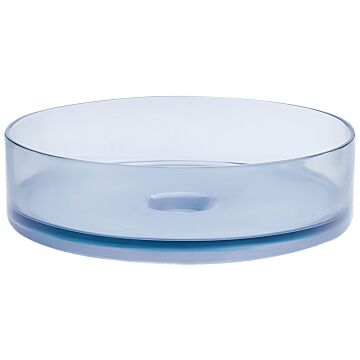 Countertop Wash Basin Blue Solid Surface 360 Mm Semi-transparent Round Bathroom Sink Beliani