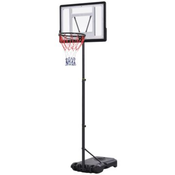 Homcom Height Adjustable Basketball Hoop And Stand, Free Standing Portable Basketball Hoop System With Fillable Base And Wheels, For Teens Junior Adults, 1.55-2.1m