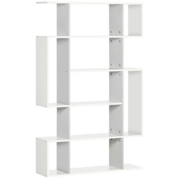 Homcom 5-tier Bookshelf, Modern Bookcase With 13 Open Shelves, Freestanding Decorative Storage Shelving For Home Office And Study, White