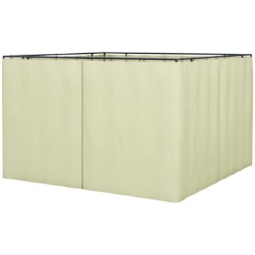Outsunny Replacement Gazebo Curtain 4-panel Sidewalls With Zipper For 3 X 3 (m) Yard Gazebos Canopy Tent Beige