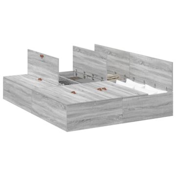 Vidaxl Storage Bed Frame Grey Sonoma 140x200 Cm