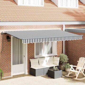Vidaxl Retractable Awning Manual Anthracite And White 4 X 2 M