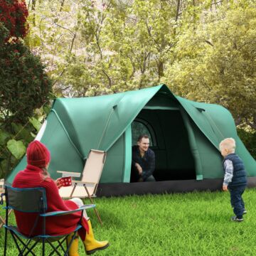 Outsunny 5-6 Man Dome Camping Tent Hiking Shelter Uv Protection 3000mm Water Resistant Tunnel Tent - Dark Green