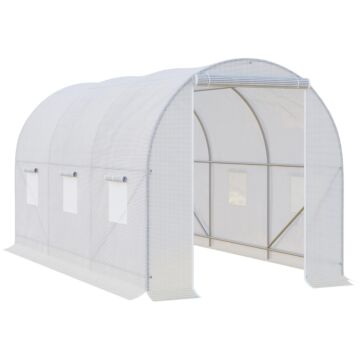 Outsunny Polytunnel Steel Frame Greenhouse Walk-in Greenhouse 3.5 L X 2 W X 2h M-white