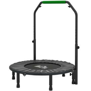 Homcom 40" Foldable Mini Fitness Trampoline, With Adjustable Foam Handle, Green
