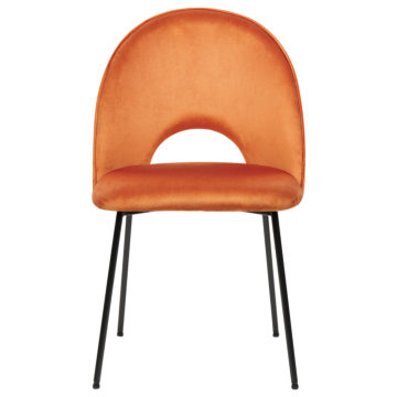 Set Of 2 Dining Chairs Orange Velvet Upholstery Black Legs Retro Glamour Beliani