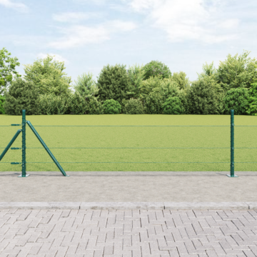 Vidaxl Hexagon Fence Green 0,4x100 M Steel, Vidaxl Fence Posts With Base Plates 13 Pcs Ø32mm 50cm Galvanised Steel