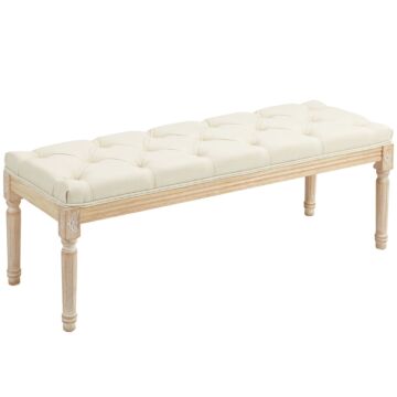 Homcom Vintage Wooden Bed End Bench - Cream White