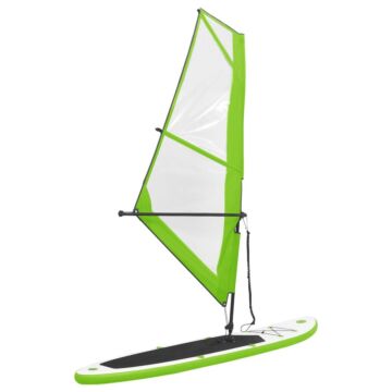 Vidaxl Inflatable Stand Up Paddleboard With Sail Set Green And White