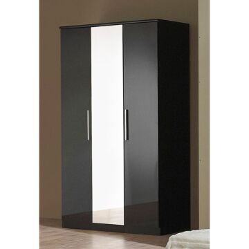 Topline Robe With Centre Mirror 3 Door Black