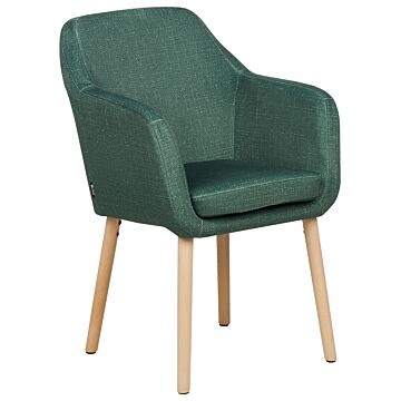 Dining Chair Green Velvet Upholstery Wooden Legs With Armrests Classic Style Living Space Furniture Beliani