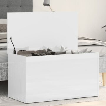 Vidaxl Storage Chest High Gloss White 84x42x46 Cm Engineered Wood