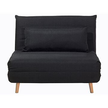 Small Sofa Bed Black Fabric 1 Seater Fold-out Sleeper Armless Scandinavian Beliani