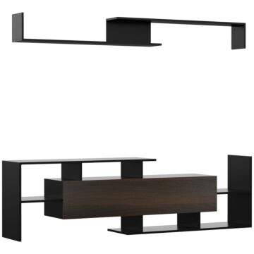 Homcom Modern Tv Cabinet With Wall Shelf, Tv Unit With Storage Shelf And Cabinet, For Wall-mounted 65