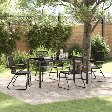Vidaxl 5 Piece Garden Dining Set Black Pvc Rattan