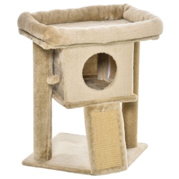Pawhut Cat Tree Tower Climbing Activity Center Kitten Furniture With Jute Scratching Pad Ball Toy Condo Perch Bed Post 40 X 40 X 57cm Coffee