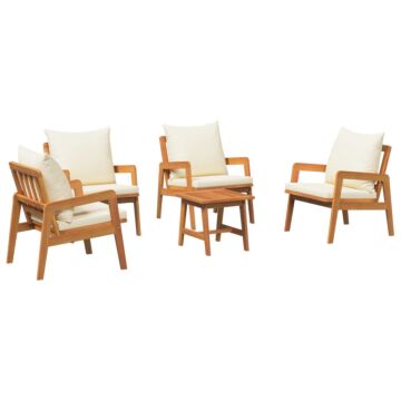 Vidaxl 5 Piece Bistro Set With Cushions Solid Wood Acacia