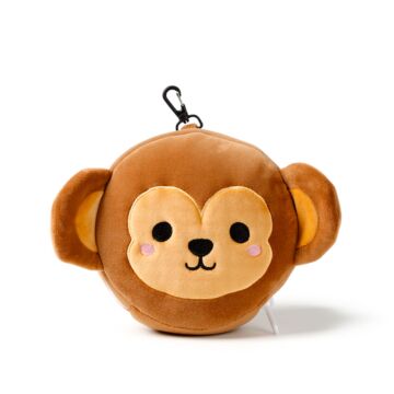 Monkey Relaxeazzz Plush Round Travel Pillow & Eye Mask Set