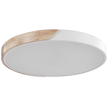 Ceiling Lamp White With Light Wood Steel Acrylic Integrated Led Lights Round Shape Decorative Modern Lighting Beliani