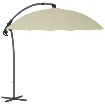 Outsunny 2.7m Cantilever Parasol, With Cross Base - Beige