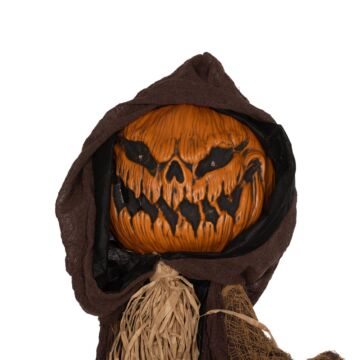 Homcom 198cm 78" Straw Pumpkin Halloween Decoration, Halloween Prop With Light Up Eyes, For Haunted House Decor