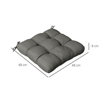 Outsunny 4-piece Seat Cushion Pillows Replacement, Patio Chair Cushions Set With Ties For, Charcoal Grey