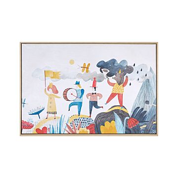 Canvas Art Print Multicolour Mdf Frame 63 X 93 Cm Modern Characters Adventure Motif For Kids Beliani