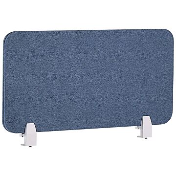 Desk Screen Blue Pet Board Fabric Cover 80 X 40 Cm Acoustic Screen Modular Mounting Clamps Home Office Beliani