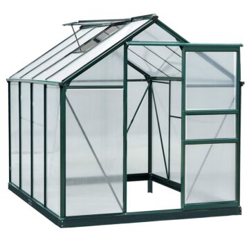 Outsunny Large Walk-in Greenhouse Aluminium Frame Greenhouse Garden Plants Grow Galvanized Base W/ Slide Door, 6 X 8 Ft