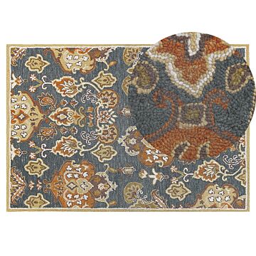 Area Rug Mulitcolour Wool 140 X 200 Cm Thick Dense Pile Oriental Pattern Beliani