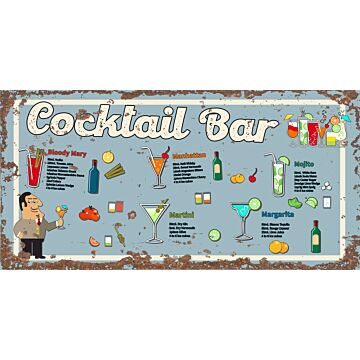 Vintage Metal Sign - Cocktail Bar