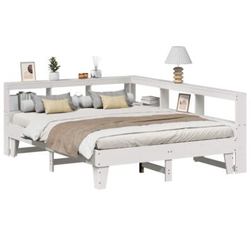 Vidaxl Bookcase Bed Without Mattress White 150x200cm Solid Wood Pine