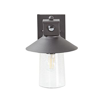 Outdoor Wall Light Lamp Black Iron Glass 30 Cm With Motion Sensor External Retro Design Beliani